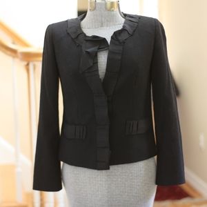 J. CREW Black Ribbon Trimmed Wool Blazer